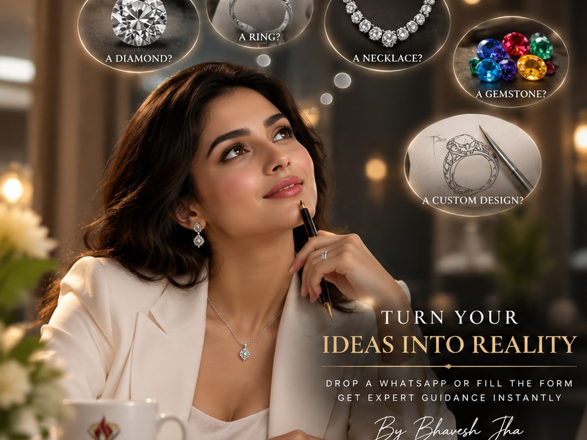 A woman considering her diamond and jewellery requirement